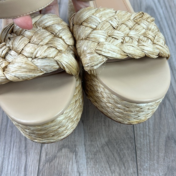 Nwot New Marc Fisher Steel Sandal BOHO Jute and Raffia Block Heel Platform - Picture 9 of 13